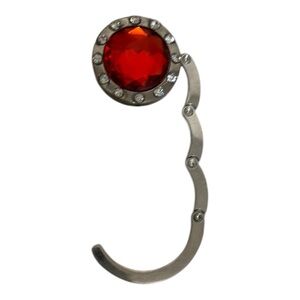 Crystal Lady Handbag Hook Table Custom Folding Bag Purse Bag Hanger Red/Silver